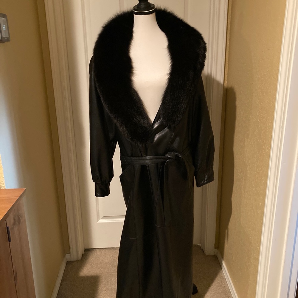 Luxury leather and fur coat